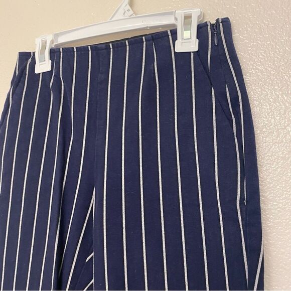 Gap Navy Blue Stripe High Rise Crop Flare Ankle Pants trouser Stretch 00 XS - Picture 5 of 10